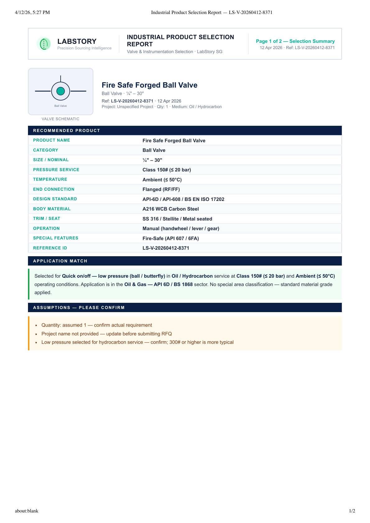 Industrial Product Selection Report Preview